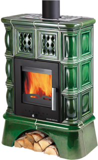 TREVISO II s výměníkem černá / zelená  kachlový sokl